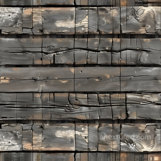 Charred, Weathered Wood Planks Seamless Texture with Knots and Cracks Wood texture preview