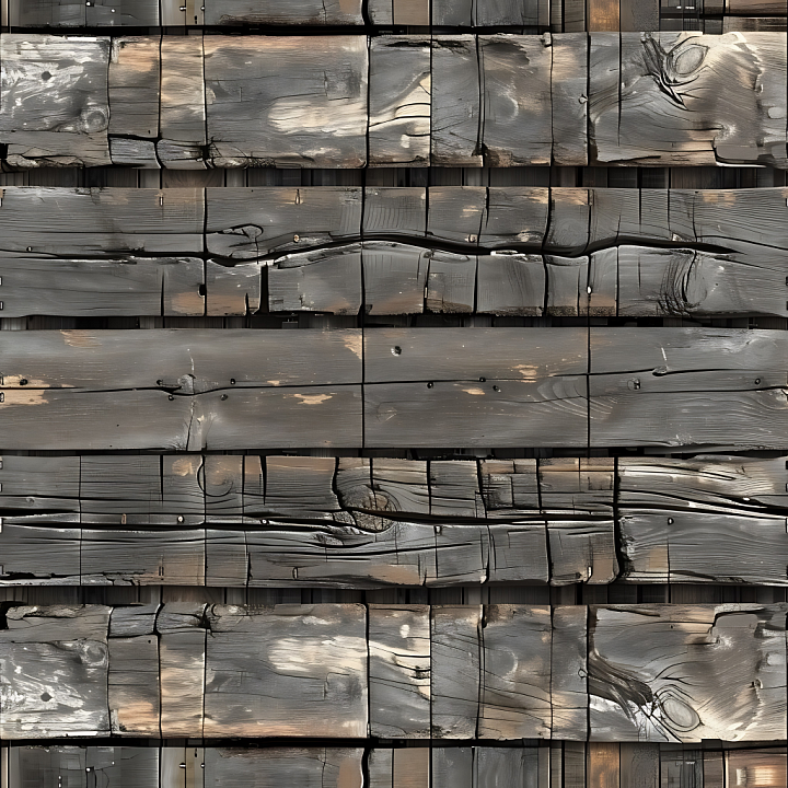 Charred, Weathered Wood Planks with Knots and Cracks seamless PBR texture preview