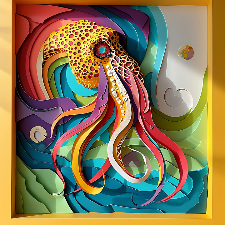 Animal of Colorful Cuttlefish Skin with Intricate Patterns seamless PBR texture preview