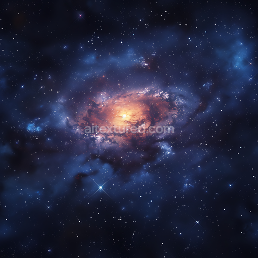 Seamless 3D Galaxy Nebula PBR Texture with Glowing Core and Deep Space Stars