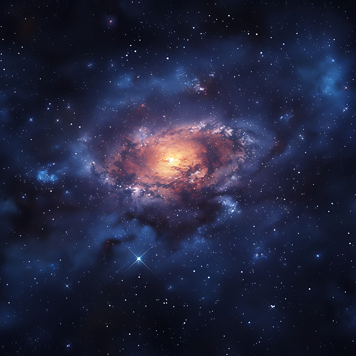 Galaxy Nebula with Glowing Core and Deep Space Stars seamless PBR texture preview