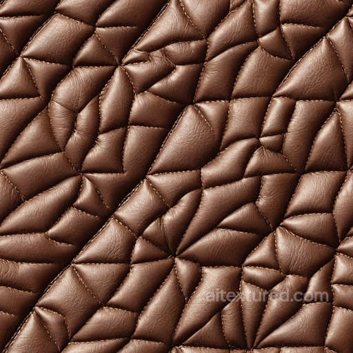 Quilted Brown Leather PBR Texture with Puffy Stitched Panels seamless Leather PBR texture