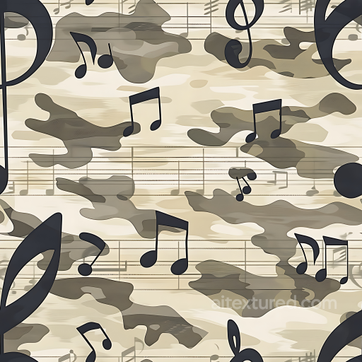 Desert Camouflage PBR Texture with Beige Tones and Musical Note Overlay seamless Color Camouflage PBR texture