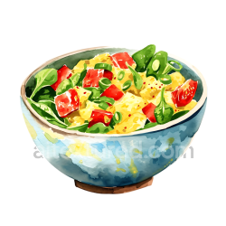 seamless Breakfast Tofu Scramble Bowl with Fresh Vegetables Watercolor Illustration texture 8k free download PBR