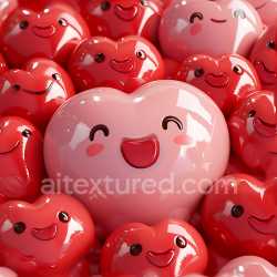 seamless Seamless 3D Inflated Glossy Heart-Shaped Vinyl PBR Texture in Red and Pink texture 8k free download PBR