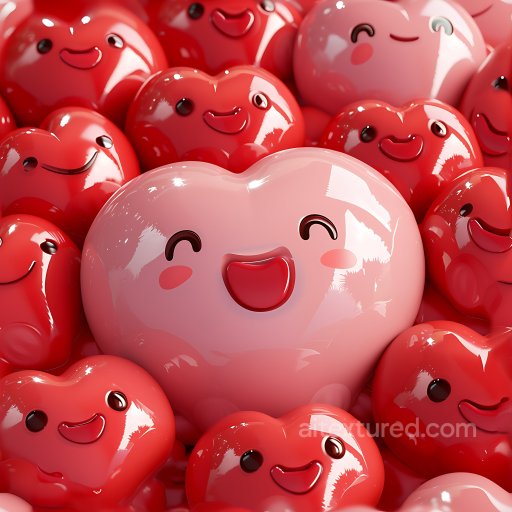 Inflated Glossy Heart-Shaped Vinyl PBR Texture in Red and Pink seamless Inflated PBR texture