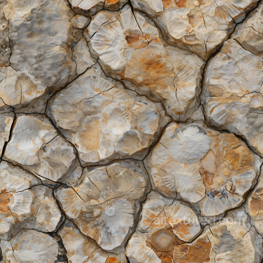 Fossilized Stone Rock Texture with Rustic Earthy Tones and Natural Cracks seamless Stone PBR texture