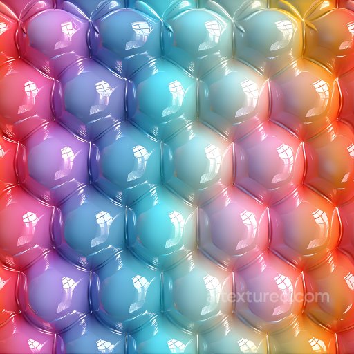 Inflated Bubble Vinyl Texture with Vibrant Gradient Colors seamless Inflated PBR texture