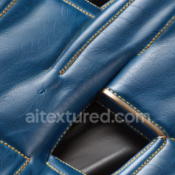 seamless Seamless 3D PBR Quilted Blue Leather Texture with Yellow Stitching and Luxury Finish texture 8k free download PBR