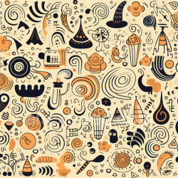 seamless Seamless 3D PBR Halloween Doodle Pattern Texture in Orange and Black texture 8k free download PBR