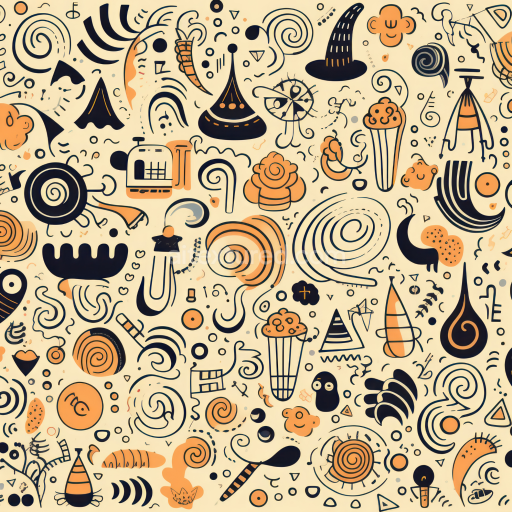 Preview — Seamless 3D PBR Texture Featuring Abstract Vintage Halloween Motifs in Orange and Black