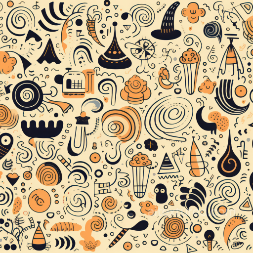Halloween Doodle Pattern Texture in Orange and Black seamless Vintage Halloween PBR texture