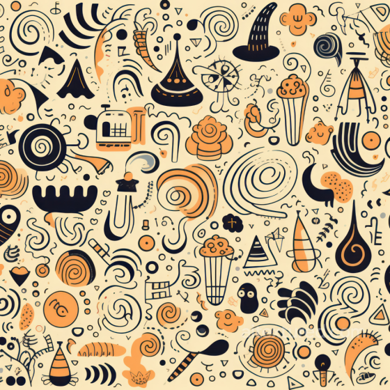 Halloween Doodle Pattern Texture in Orange and Black Vintage Halloween texture preview