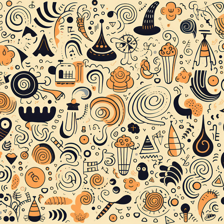 Halloween Doodle Pattern in Orange and Black seamless PBR texture preview