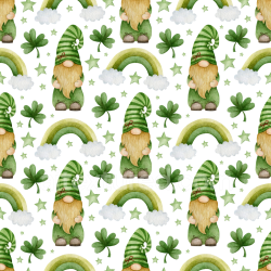 seamless Seamless 3D PBR Texture with Watercolor St Patrick Gnomes, Rainbows & Shamrocks texture 8k free download PBR