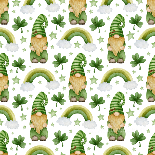 with Watercolor St Patrick Gnomes, Rainbows & Shamrocks seamless St patrick PBR texture