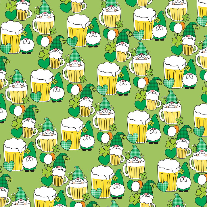 Digital Paper with St Patrick Gnomes & Beer seamless PBR texture preview