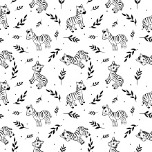 Seamless 3D Pattern PBR Texture Featuring Playful Zebra Motifs with Foliage texture preview