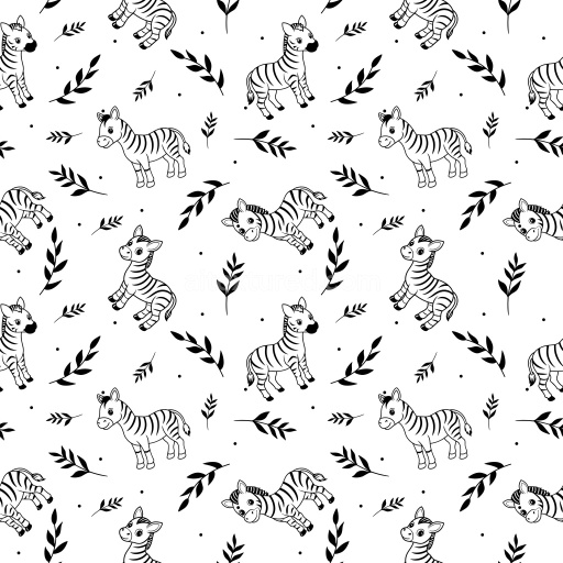 Pattern Bundle - Seamless 3D Pattern PBR Texture Featuring Playful Zebra Motifs with Foliage texture preview