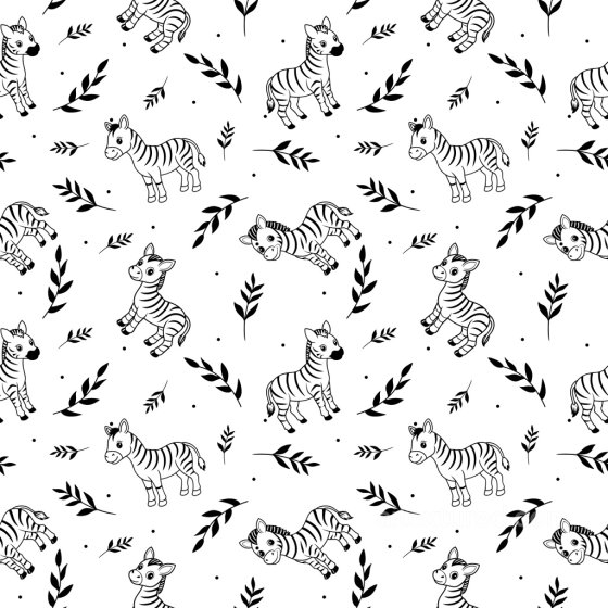 Pattern PBR Texture Featuring Playful Zebra Motifs with Foliage Pattern Bundle texture preview