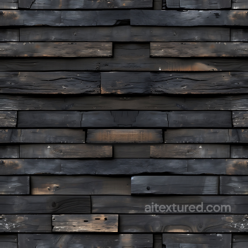 Charred Wood Planks Texture with Weathered Grain and Knots seamless Wood PBR texture