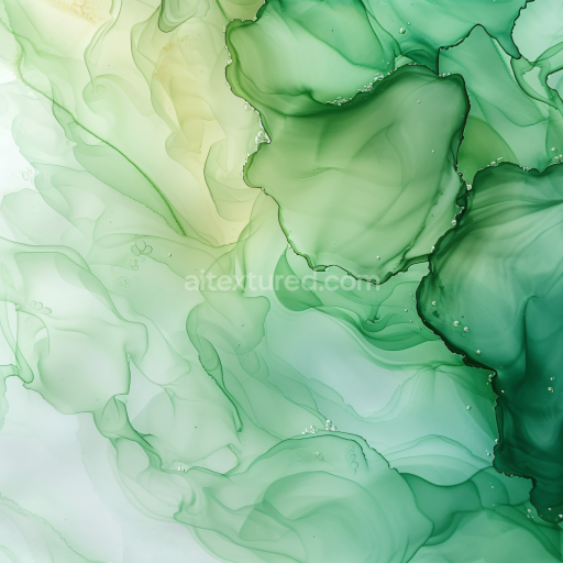 Seamless 3D Alcohol Ink PBR Texture with Green Fluid Waves and Soft Translucent Layers