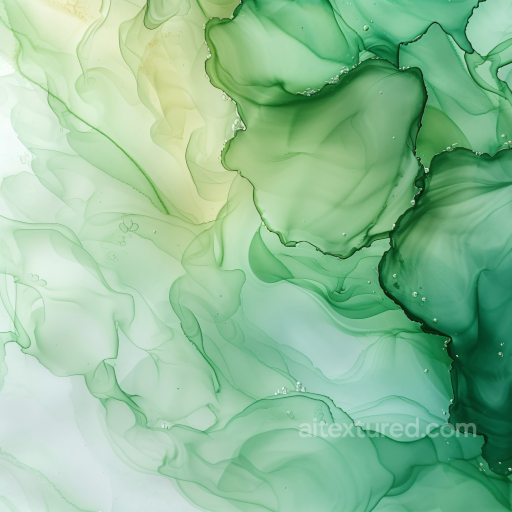 Alcohol Ink PBR Texture with Green Fluid Waves and Soft Translucent Layers seamless Alcohol ink PBR texture