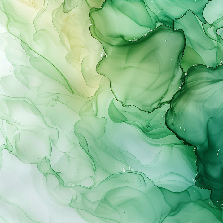 Alcohol Ink with Green Fluid Waves and Soft Translucent Layers seamless PBR texture preview