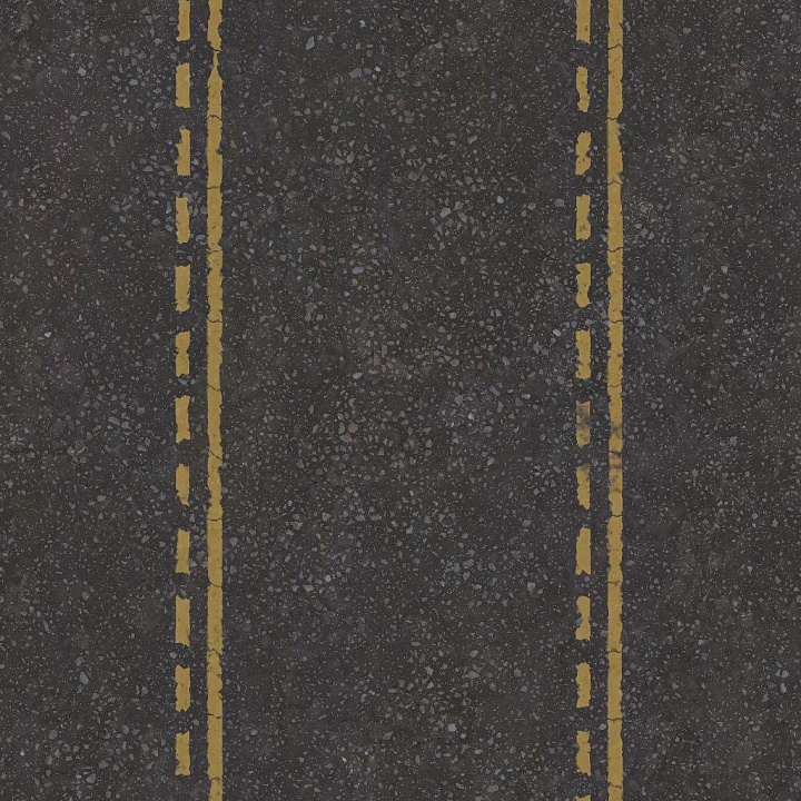 Asphalt Road with Yellow Line Road Markings seamless PBR texture preview