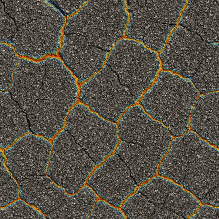 Cracked Asphalt Thermal Lines seamless PBR texture preview