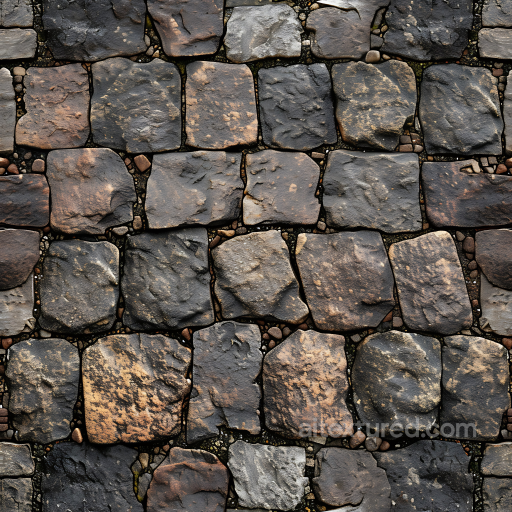 Weathered Cobblestone Street PBR Texture with Rough Stone Blocks seamless Stone PBR texture