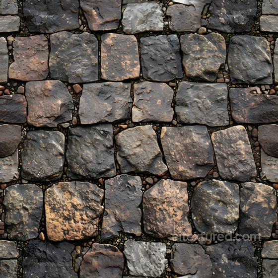 Weathered Cobblestone Street PBR Texture with Rough Stone Blocks Stone texture preview
