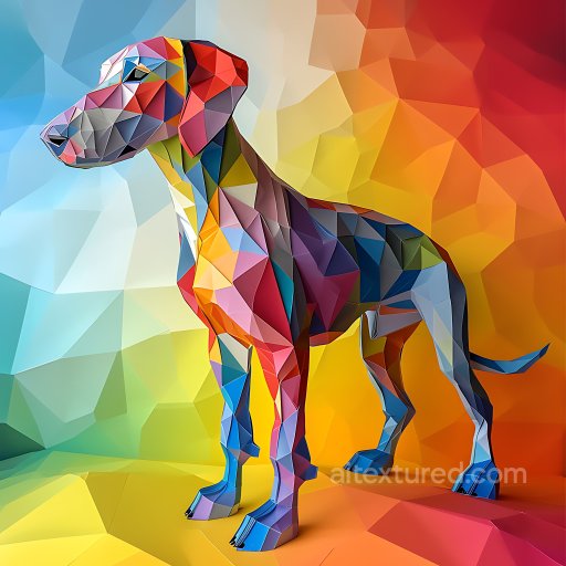 Animal - Seamless 3D PBR Texture Featuring Colorful Low Poly Bedlington Terrier Origami Style texture preview
