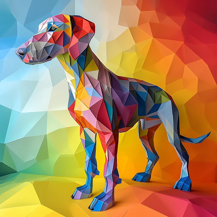 Featuring Colorful Low Poly Bedlington Terrier Origami Style seamless PBR texture preview