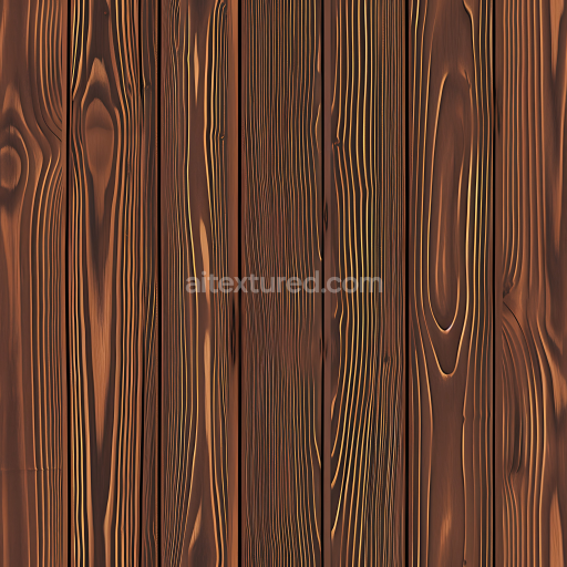 Seamless 3D Burnt Wood Planks PBR Texture with Deep Grain and Warm Tones