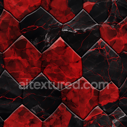 seamless Seamless 3D Black and Red Marble Flooring PBR Texture with Hexagonal Pattern texture 8k free download PBR