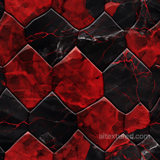 Black and Red Marble Flooring PBR Texture with Hexagonal Pattern Marble texture preview