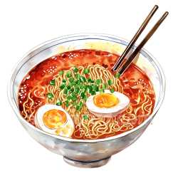 seamless Ramen Noodles Breakfast Bowl Graphic with Soft-Boiled Egg and Green Onion texture 8k free download PBR