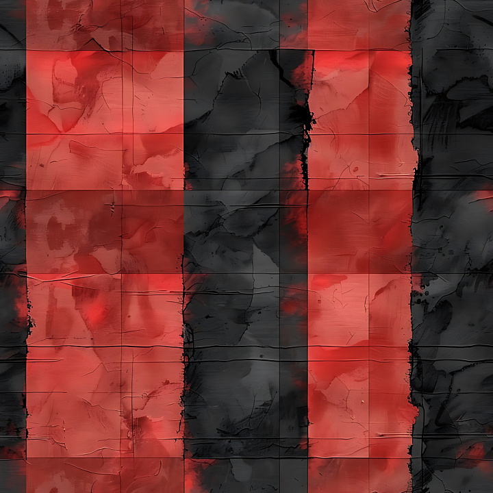 Plaid Featuring Red and Black Large Blocks with Rough, Matte Surface seamless PBR texture preview