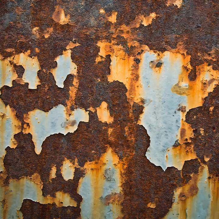 Rust of Rusty Metal Surface Featuring Peeling Paint and Holes seamless PBR texture preview