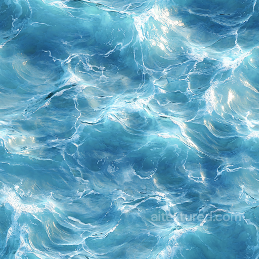 Stylized Ocean Surface Water PBR Texture with Soft Waves and Foam Highlights seamless Water PBR texture