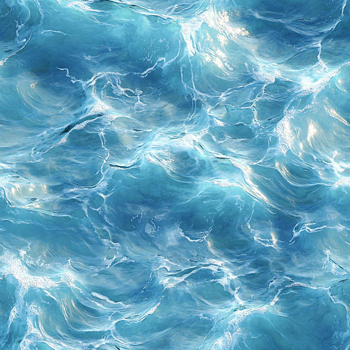 Stylized Ocean Surface Water with Soft Waves and Foam Highlights seamless PBR texture preview