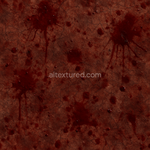 Seamless 3d texture PBR 8k blood splatter and dried blood stains for horror effects