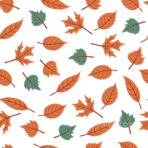 Stylized Orange and Green Autumn Leaves Pattern Seamless Texture seamless Autumn Leaves  PBR texture