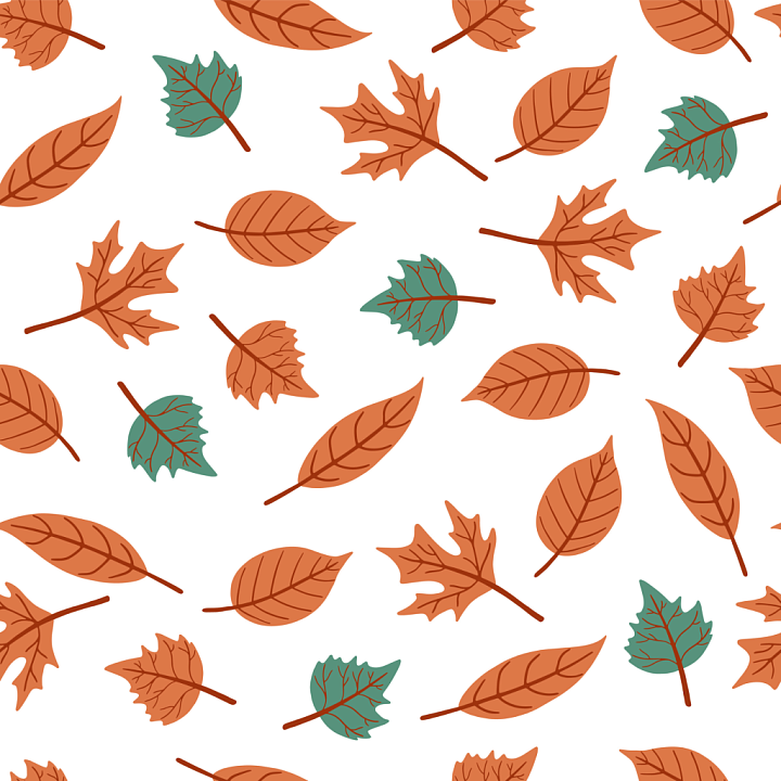 Stylized Orange and Green Autumn Leaves Pattern seamless PBR texture preview