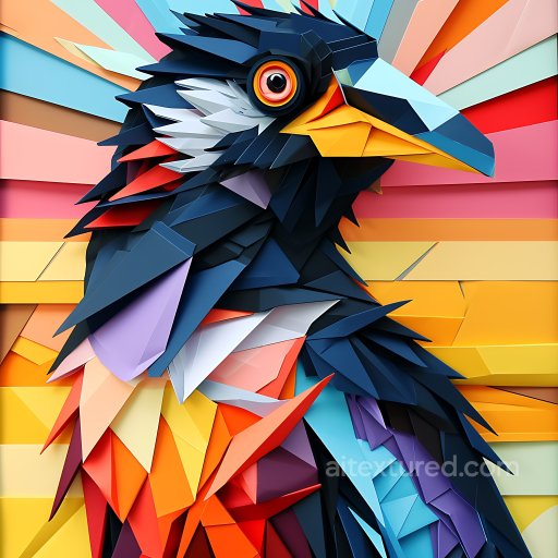 Animal - Seamless 3D PBR Texture Featuring Origami-Style Bird Feather Layers in Vibrant Colors texture preview