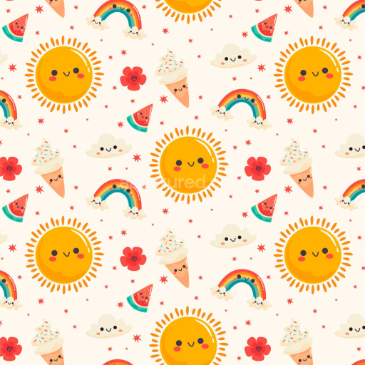 Seamless 3D PBR Texture with Cute Cartoon Happy Face Pattern