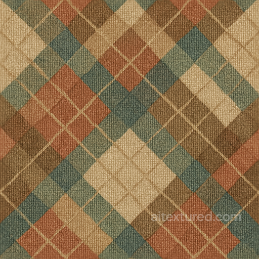 Retro Plaid Argyle Wallpaper With Textured Woven Basket Weave Finish seamless Wallpaper PBR texture