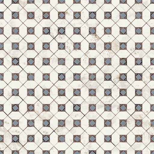 Retro Tiles Texture with Square and Diamond Patterns | Free PBR seamless Tile PBR texture