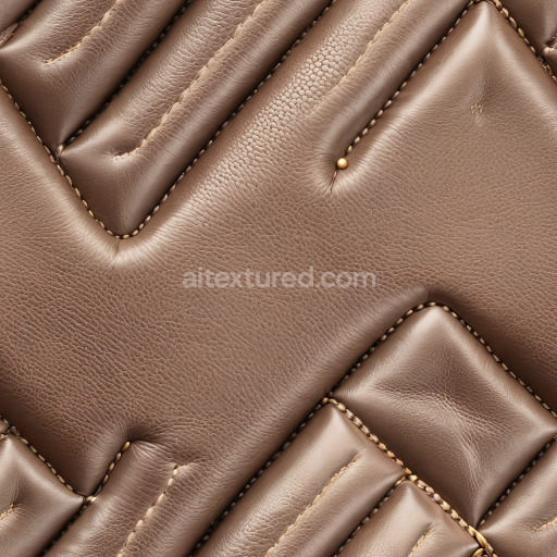 Seamless 3D Quilted Brown Leather PBR Texture with Detailed Stitching and Soft Grain